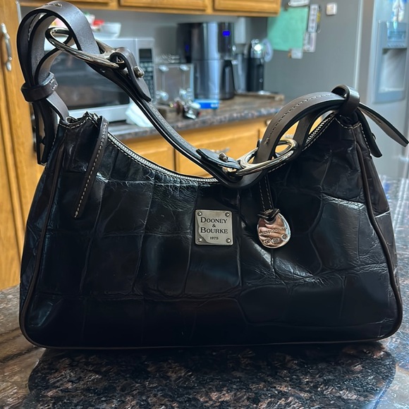 Dooney and Bourke Vintage Harrison Croc Embossed Leather Hobo Bag - Picture 1 of 9